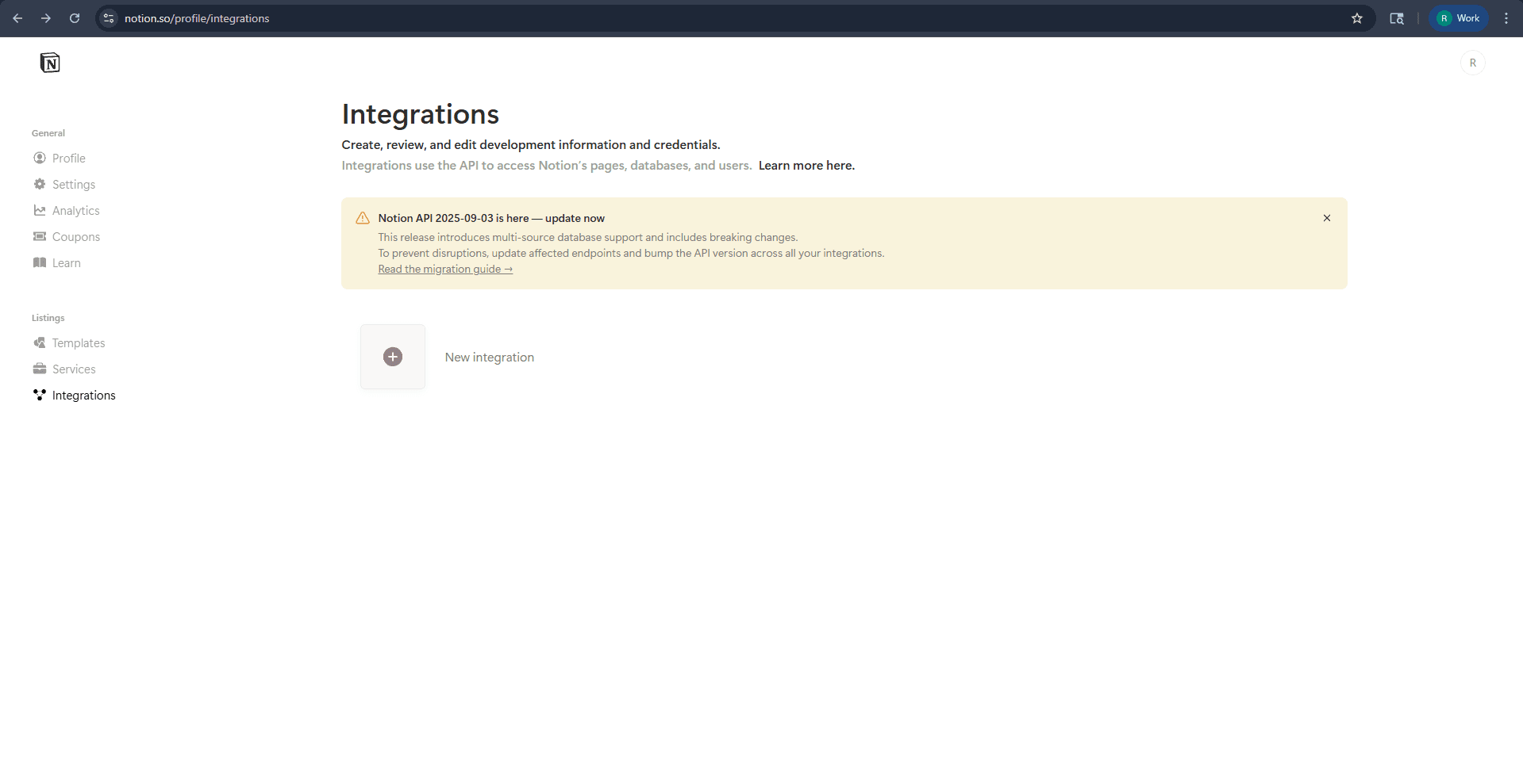 Notion Integrations Page